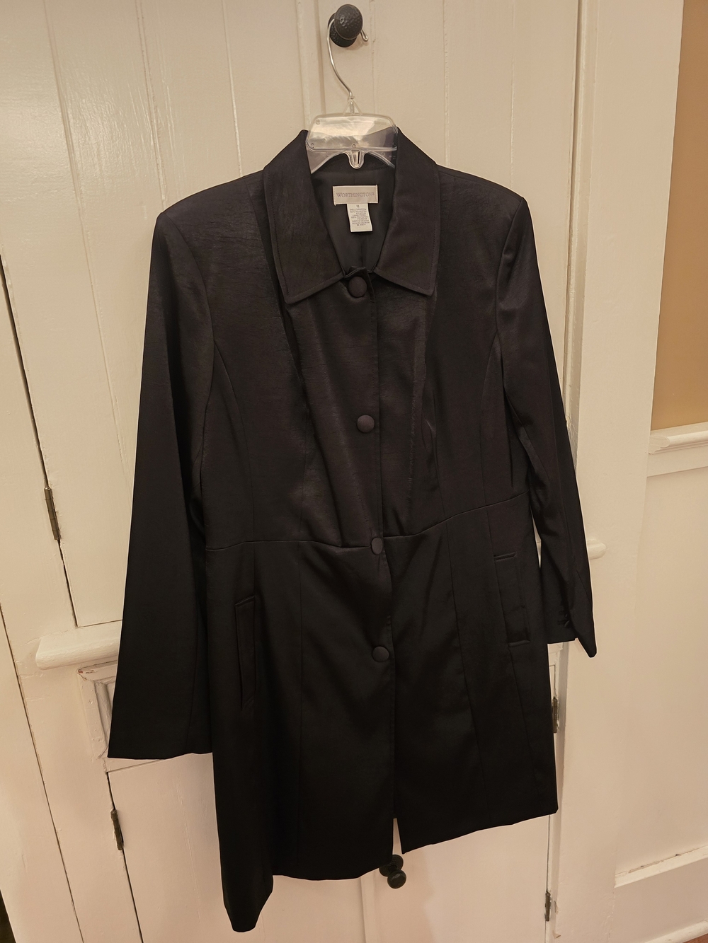 Worthington Black Trench Coat with Button Front